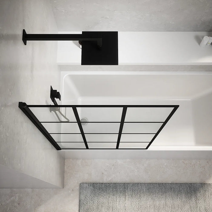 Parete sopravasca girevole 80 cm vetro stampato nero | Gyda