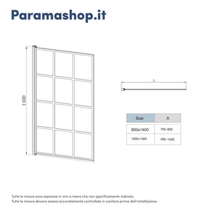 Parete sopravasca girevole 80 cm vetro stampato nero | Gyda