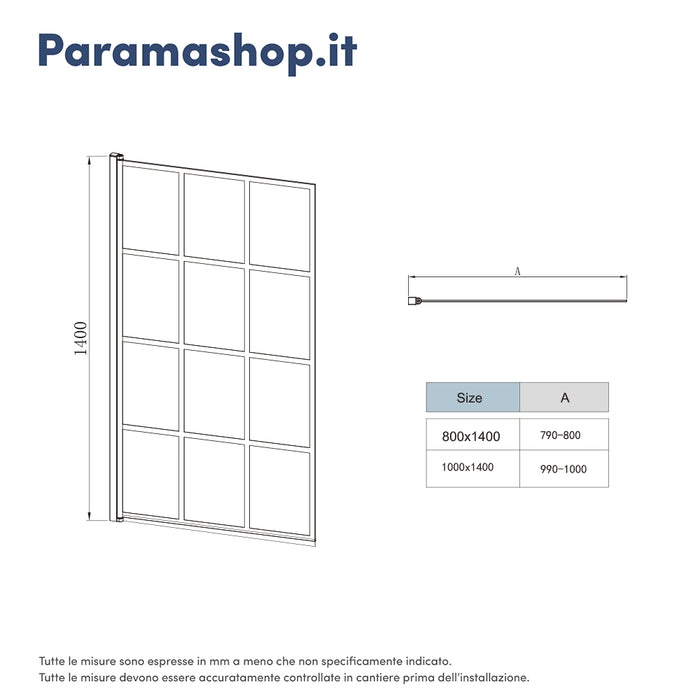 Parete sopravasca girevole 100 cm vetro stampato nero | Gyda