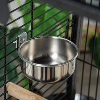 Gabbia per Pappagallini con 2 Posatoi e Scala ad Arco, in Acciaio, 62.5x62.5x156 cm, Grigia