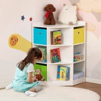 Scaffale per Bambini a 3 Cassetti in Tessuto non Tessuto e MDF, Bianco