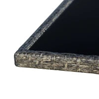 Set 3 Pezzi Mobili da Giardino con 2 Divani con Cuscini e 1 Tavolo in Rattan PE, Salotto da Esterno Grigio-Nero