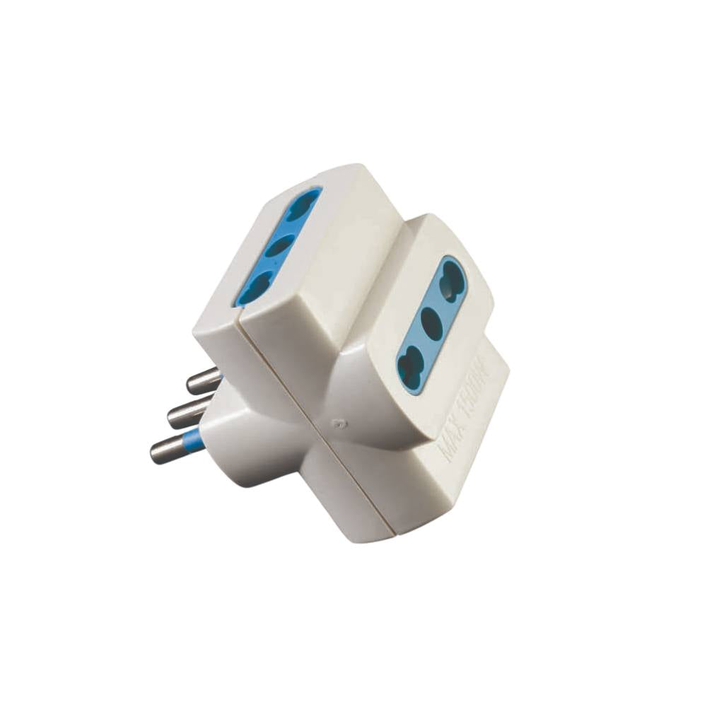 Adattatore reer 7310075 spina 2p+t 10a e 3 prese bipasso 10/16a bianco
