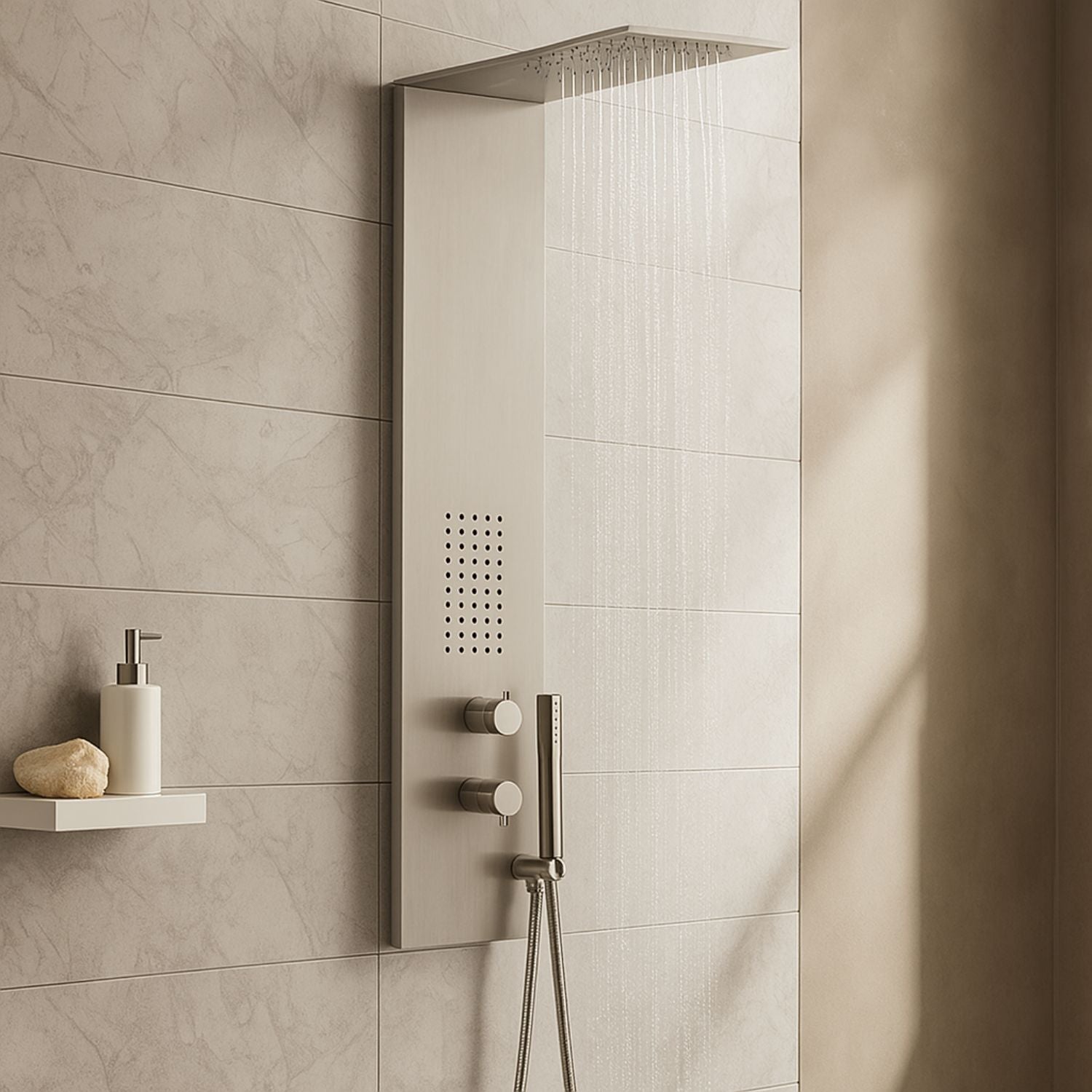 Colonna doccia 3 funzioni acciaio inox bocchetta idro lombare 20x50x110 cm *** finitura- spazzolato, confezione 1