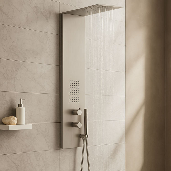 Colonna doccia 3 funzioni acciaio inox bocchetta idro lombare 20x50x110 cm *** finitura- spazzolato, confezione 1