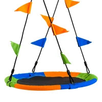 Altalena Rotonda a Nido per Bambini di +3 Anni per Giardino, Esterni, Interni, Cameretta, Multicolor Φ100x120-180Acm