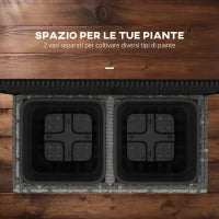 Fioriera con Grigliato per Rampicanti con 2 Vasi in Acciaio e Rattan PE, 57x30x107cm, Grigio