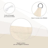 Tenda a Vela Parasole Rettangolare 4 x 6m, Tenda da Sole Protezione Raggi UV in HDPE 185g/㎡, Crema