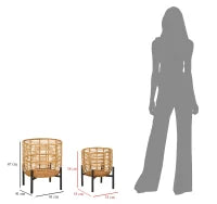 Portavasi Rattan Coppia cm Ø 41X47-33X39