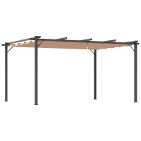 Gazebo Pergola da Giardino 3x4m con Telo in Poliestere e Struttura in Alluminio, Grigio e Marrone