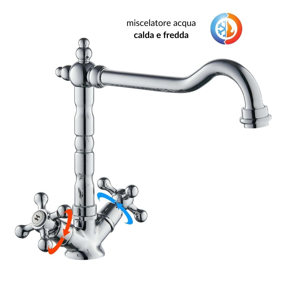 Rubinetto monoforo ottone cucina england two cromato erogazione orientabile *** confezione 1