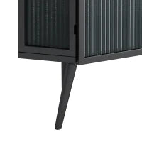 Armadio angolare con anta in vetro，ripiano regolabile e design moderno per bagno, soggiorno, camera da letto, 56,5×42,5×80 cm, Nero