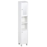kleankin Mobile Colonna Bagno, Armadio Alto, 2 Armadi, 6 Ripiani Ripiani Regolabili, 30 x 28 x 180 cm, Bianco