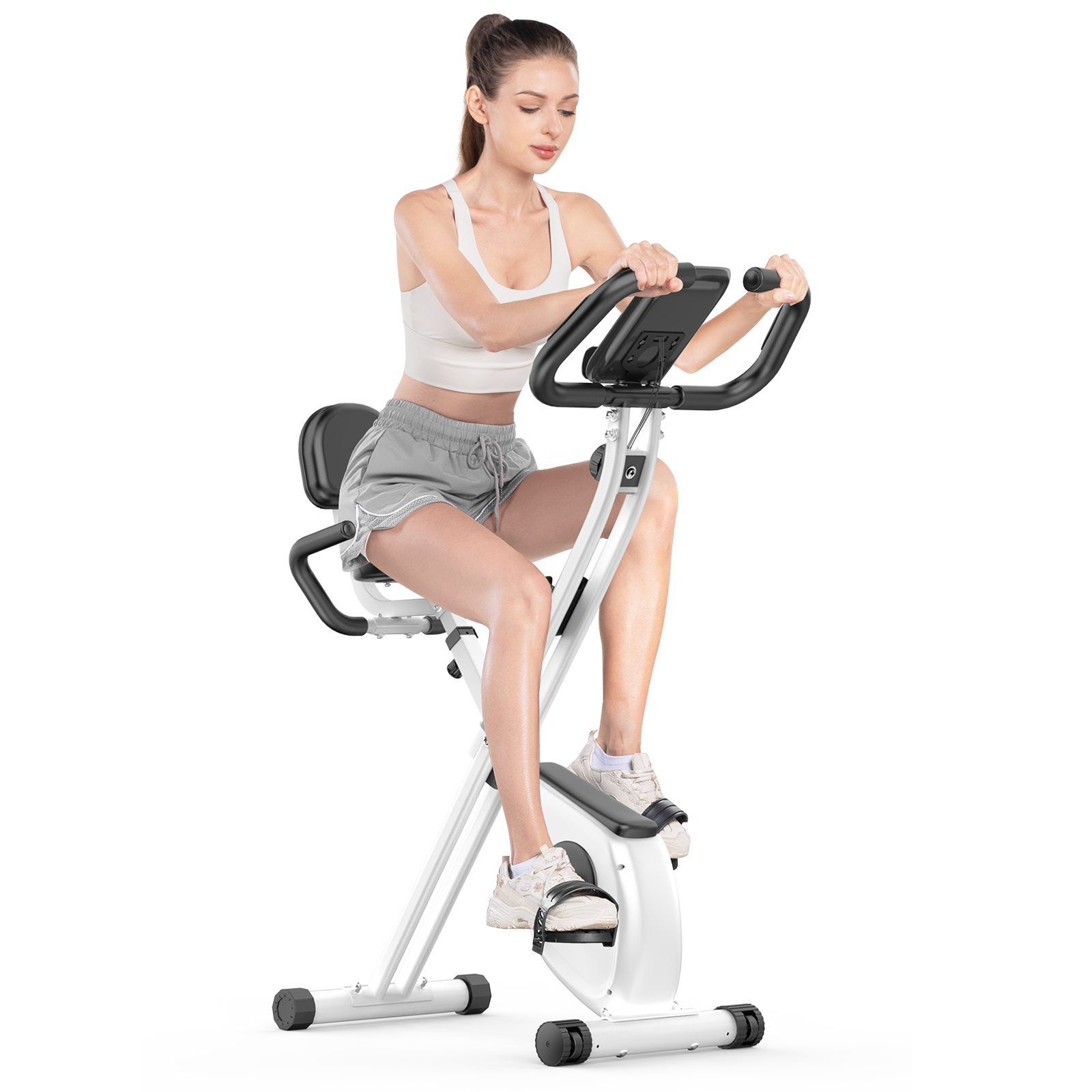 Cyclette reclinabile con schienale - RATTANTREE - con 8 livelli di resistenza regolabili - Bianco