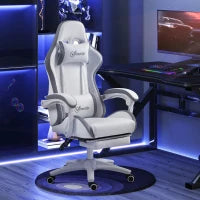 Sedia gaming sedia da gaming ergonomica con schienale reclinabile a 135° e supporto lombare, 65 x 65 x 121-129 cm bianco