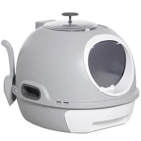 Lettiera per Gatti Chiusa con Vassoio Estraibile, 2 Ingressi e Paletta, 47x55x44 cm, Grigio