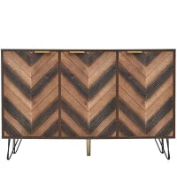 Credenza a 3 Ante con Spazio portaoggetti, color Legno Naturale