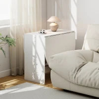 Tavolo Pieghevole per 6 Persone con 2 Ribalte Ovale in Legno, 163x80x75 cm, Bianco