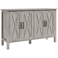 Mobiletto Multiuso stile Rustico con 4 Ripiani Portaoggetti Regolabili, in Legno, 120x37x75 cm, Grigio