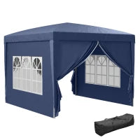 Gazebo da Giardino Pieghevole con Corde e Picchetti Inclusi, 2.95x2.95x2.58 m, Blu