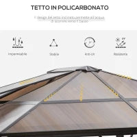 Gazebo da Giardino 3.6x3m con Tetto Apribile in Policarbonato e Struttura in Alluminio