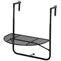 Tavolo da Ringhiera Pieghevole e Regolabile in Metallo, 60x60x57-72cm, Nero