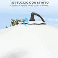 Telo per Ombrellone da Ø295 cm in Poliestere Bianco Resistente all'Acqua con Presa d'Aria Superiore
