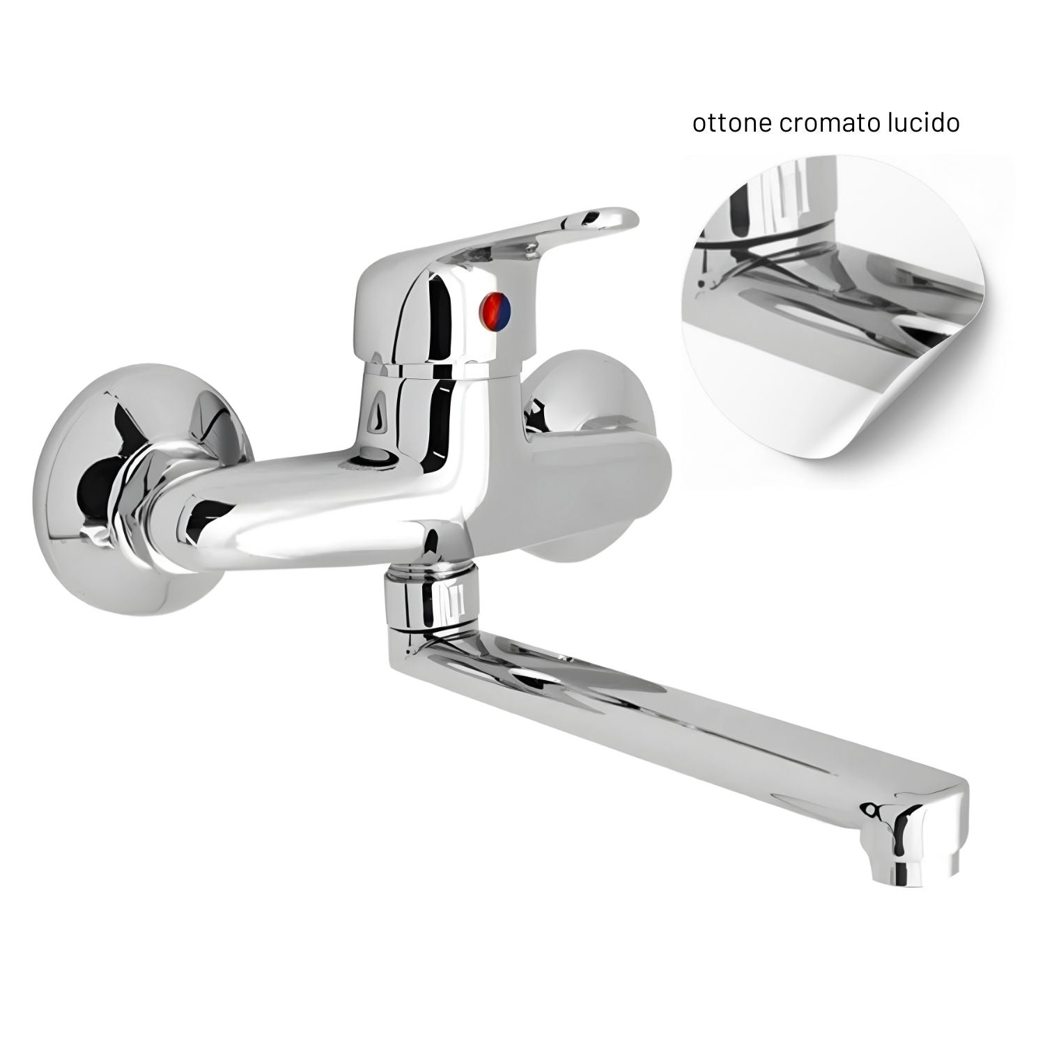 Miscelatore rubinetto a muro per lavello cucina erogazione orientabile *** confezione 1