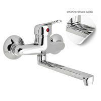 Miscelatore rubinetto a muro per lavello cucina erogazione orientabile *** confezione 1