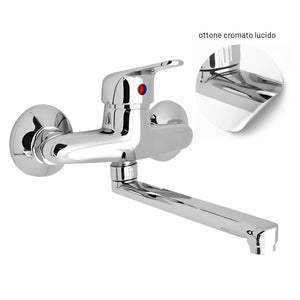 Miscelatore rubinetto a muro per lavello cucina erogazione orientabile *** confezione 1