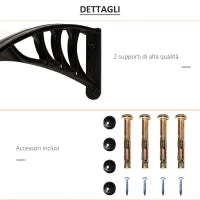 Pensilina da Esterno 75x120 cm in Policarbonato Impermeabile e Anti-UV per Porta o Finestra