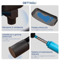 Stepper con Monitor LCD, Manubrio Regolabile ed Elastici, 55x53x118-128cm, Nero e Blu