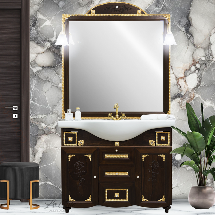 Arredo bagno completo 105 cm Barocco color noce