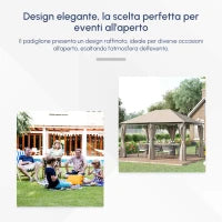 Gazebo da Giardino 4x3m con 6 Tende Rimovibili, Struttura in Metallo e Telo in Poliestere Beige
