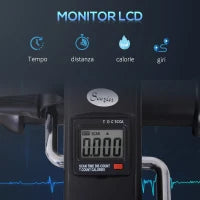 Mini Cyclette Portatile per l'Allenamento di Gambe per Braccia con Display LCD TPR, PP, PP, ruota in ghisa 35 x 40 x 31 cm Nero