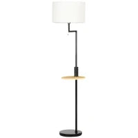 Lampada da Terra con Piano, Lampada Da Terra, Cordino di Trazione, E 27, 40 W, Bambù, Naturale e Nero