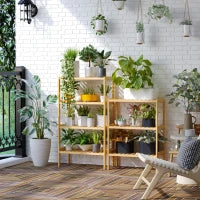 Mobile Multiuso a 4 Livelli Salvaspazio in Bambù per Bagno, Salotto e Cucina, 62x33x112cm, Colore Naturale