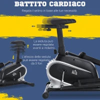 Ellittica da Casa Magnetica con Schermo LCD, 8 Livelli di Resistenza e Sedile Regolabile, 103x62x151cm Nero