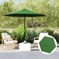 Telo di Ricambio per Ombrellone Ø3 m con Prese d'Aria per Telai in Legno e Acciaio, Verde