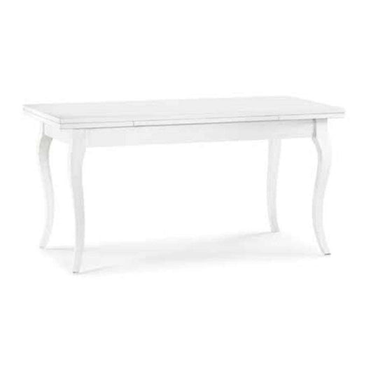 Tavolo da pranzo allungabile fino 240 cm in legno massello e mdf con rifinitura in bianco 160x85x78 H chiuso