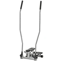 Stepper Fitness con Maniglia e Bande Elastiche, Stepper con Monitor LCD per Allenamento a Casa e Palestra, Argento