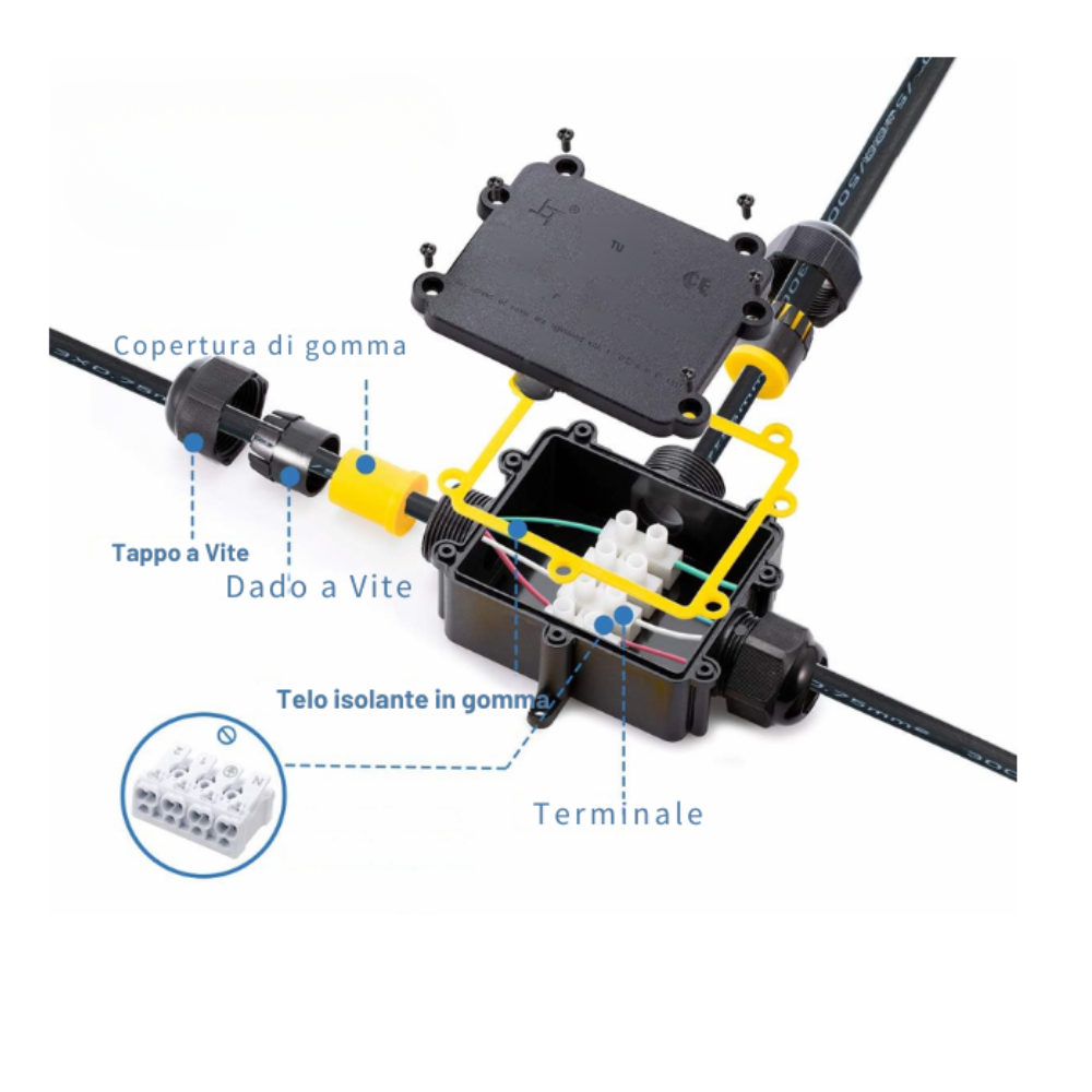 Optonica scatola giunzione impermeabile blocco terminale ip68 con divisore *** dimensioni 120 x 65 x 30 millimetri, c...