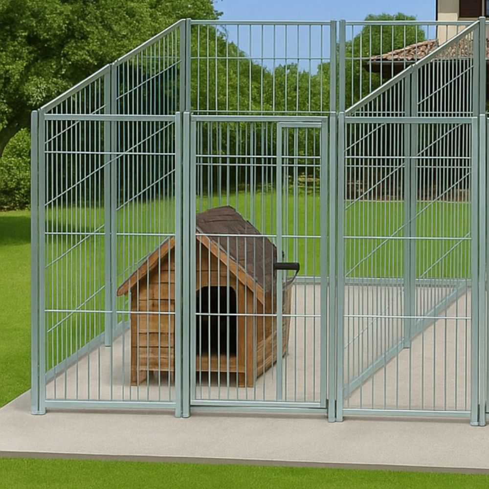 2 box per cani da esterno con zincatura a caldo ciascuno da 200x200x altezza 180 cm