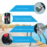 Doccia Solare Riscaldata 60° per Esterno con Serbatoio da 20 Litri e Miscelatore, Nero