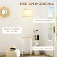 Lampada da Terra Moderna con Tavolino a 2 Livelli per Soggiorno e Camera da Letto, 43L x 39.5P x 162A cm