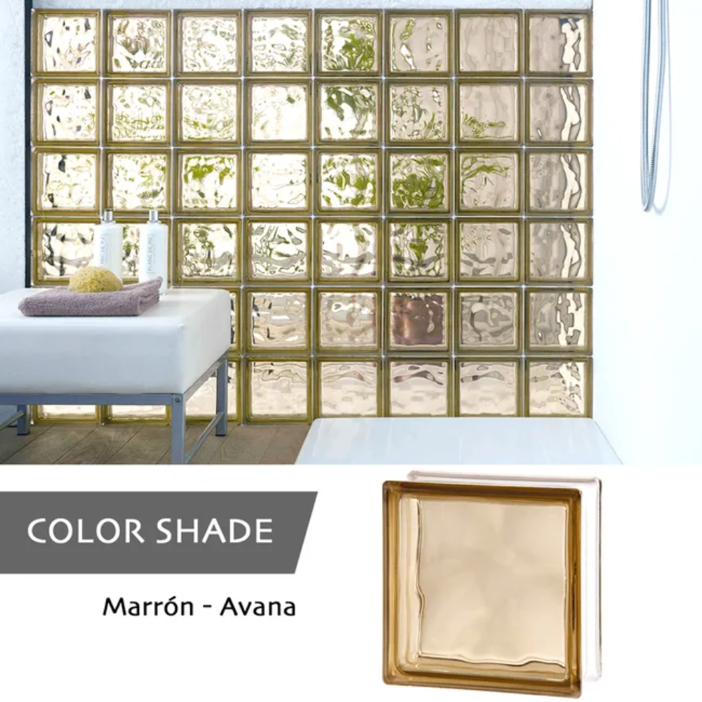 Vetromattone effetto ondulato diffusione luce modello pure 190 x 190 x 80 mm *** colore- avana, confezione 1