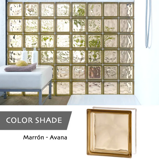 Vetromattone effetto ondulato diffusione luce modello pure 190 x 190 x 80 mm *** colore- avana, confezione 1