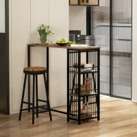 Tavolo da bar, Tavolo alto, Tavolo da Cucina, Design Industriale, 3 Ripiani, 120 x 40 x 105 cm, Nero e Marrone