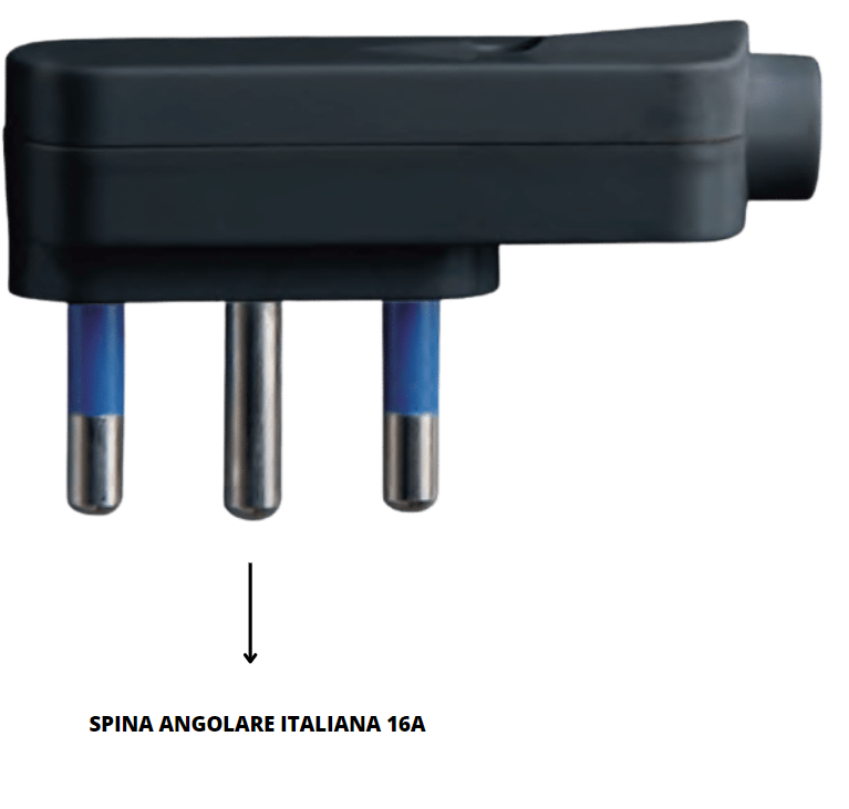 Spina elettrica nera salvaspazio attacco grande 16 ampere ecova