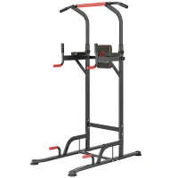 Barra per Trazioni Power Tower Stazione Fitness Multifunzione Regolabile 189-239cm in Acciaio Nero Rosso